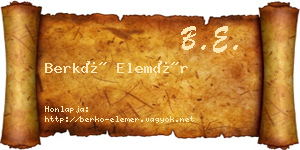 Berkó Elemér névjegykártya